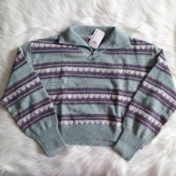 BP Nordstrom Green and Purple Patterned Sweater - Picture 3 of 5